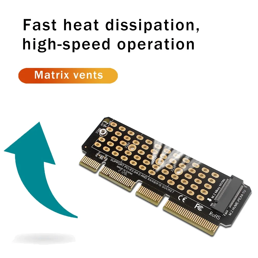 PH41-1U NVMe Adapter Card M.2 To Pcie 4.0 Full Speed X4 Extended Expansion card M Key Support 1U Server for PCI-E X4 X8 X16