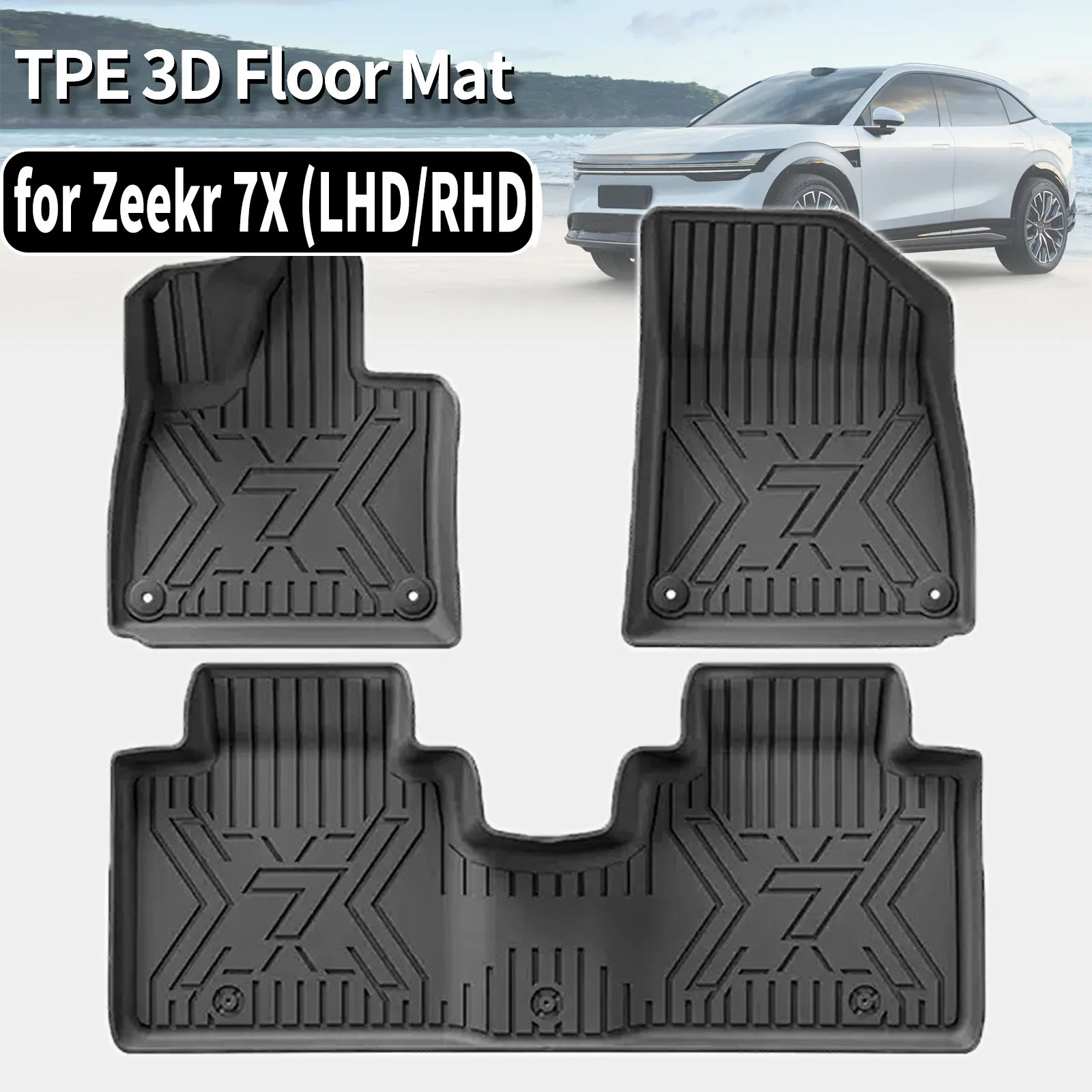 

for Zeekr 7X 2026 2025 2024 RHD/LHD TPE Car Floor Mats Waterproof Non-Slip Easy Clean Accessories
