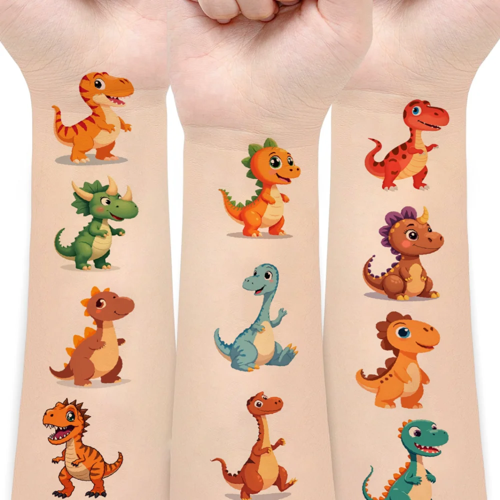 

54 шт., временные татуировки, мультяшные динозавры, водонепроницаемые, долговечные наклейки на тело, милые иллюстрации, мультяшные для женщин на плечах