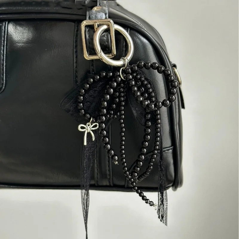 تقليد اللؤلؤ الدانتيل Bowknot المفاتيح الحلو مطرز قلادة كيرينغ للنساء حقيبة يد وحقيبة الظهر مفتاح سلسلة حلية رائعة