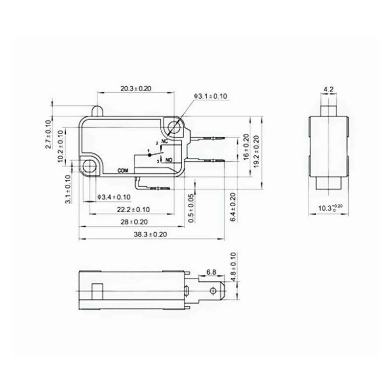 10pcs/lot Large micro switch V-15-1C25, silver point V-15-IC25 microwave oven, contact switch, copper point tact switch