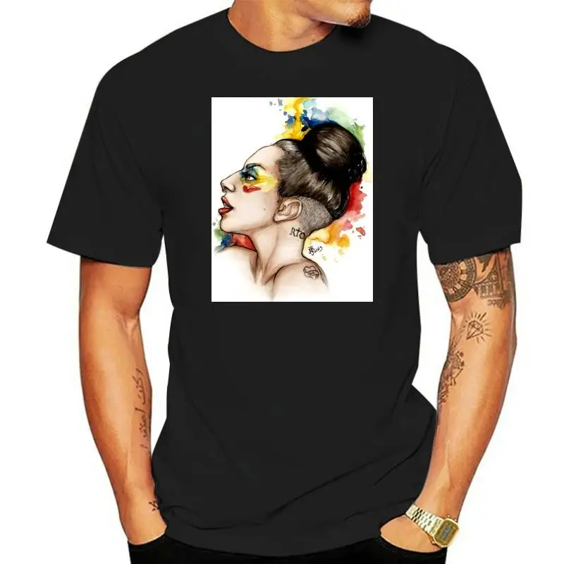 

Fashions womens Lady Gaga Watercolor Printed t shirt Chemise femme Casual T-Shirts hipster Streetwear Summer 2022 top Tee Shirt