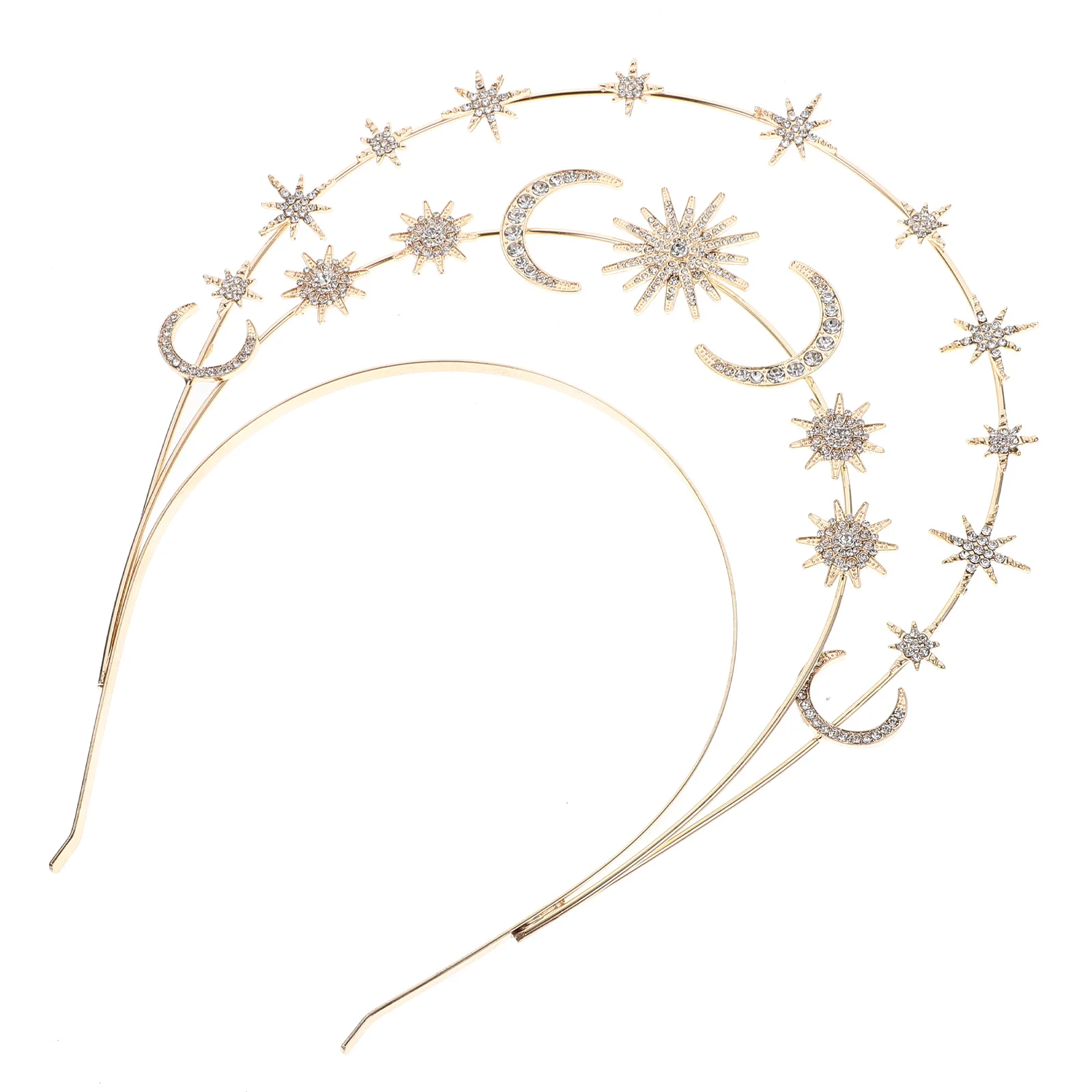 

Goddess Crown Headband Three Tier Star Moon Crown Hairband for Photo Party Festival Accessories Women Hair Accessories