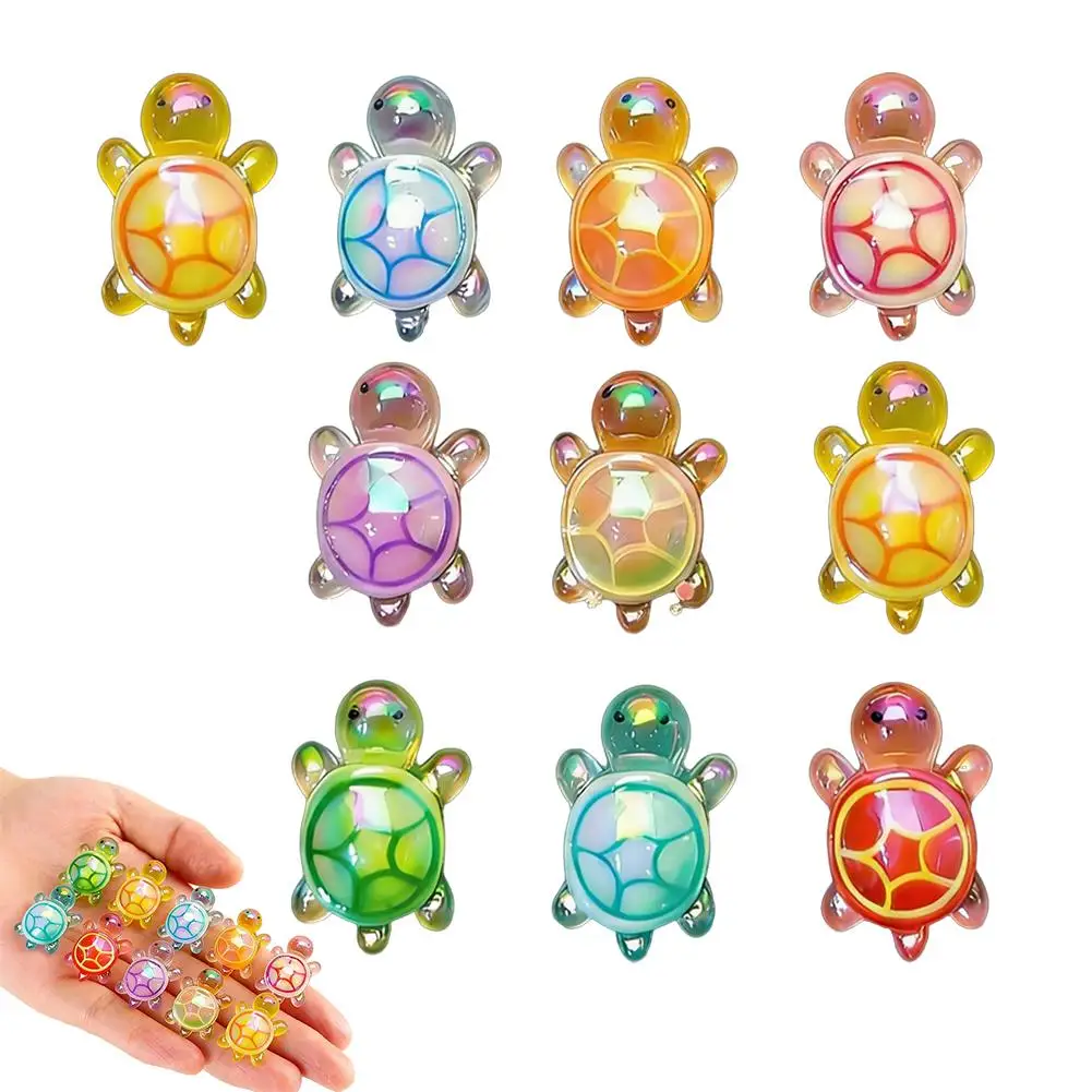 10Pcs Cute Mini Laser Turtle Ornaments Cute Mini Turtle Miniatures Micro Landscape Home Decor Gifts New style