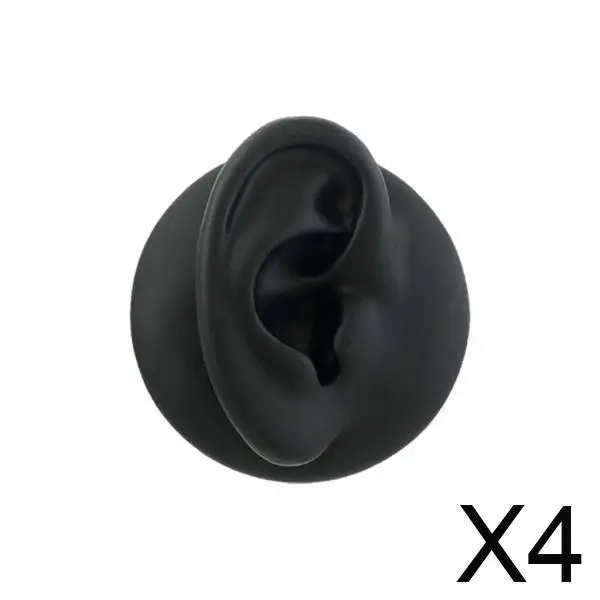 

4xSimulation Ear Model Silicone Black for Jewelry Display Asmr Sleep Helping Right Ear Black