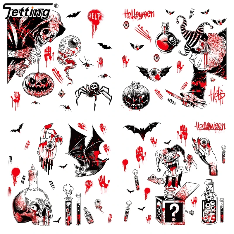 Halloween Decoration Window Sticker Handprint Clings Floor Decal Restroom Zombie Bathroom Blood Stickers Halloween Party Decor