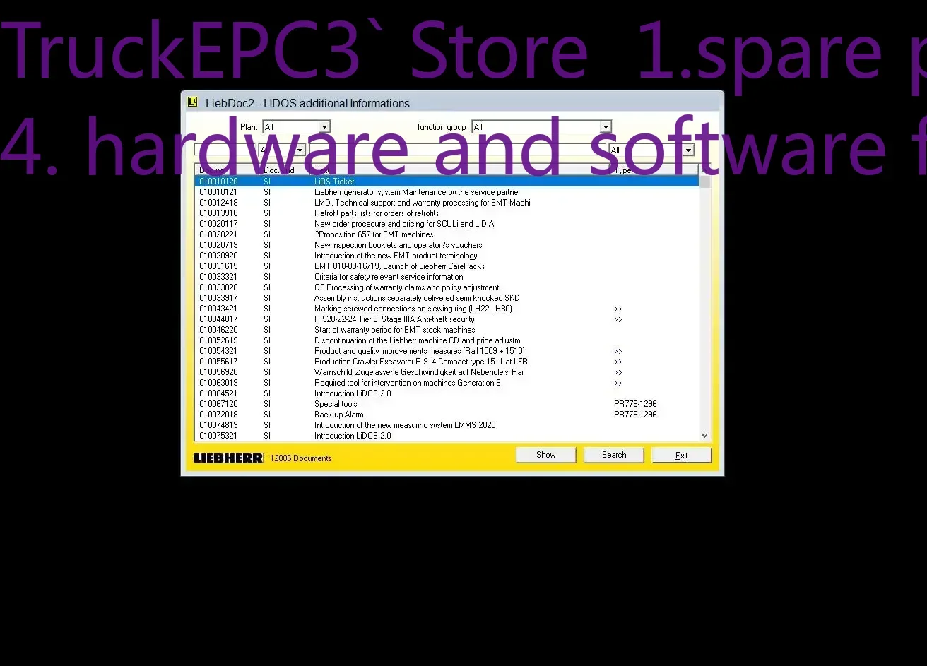 

TruckEPC3 Liebherr Liebdoc2 Offline 03.2022 Lidos DVD с дополнительной информацией
