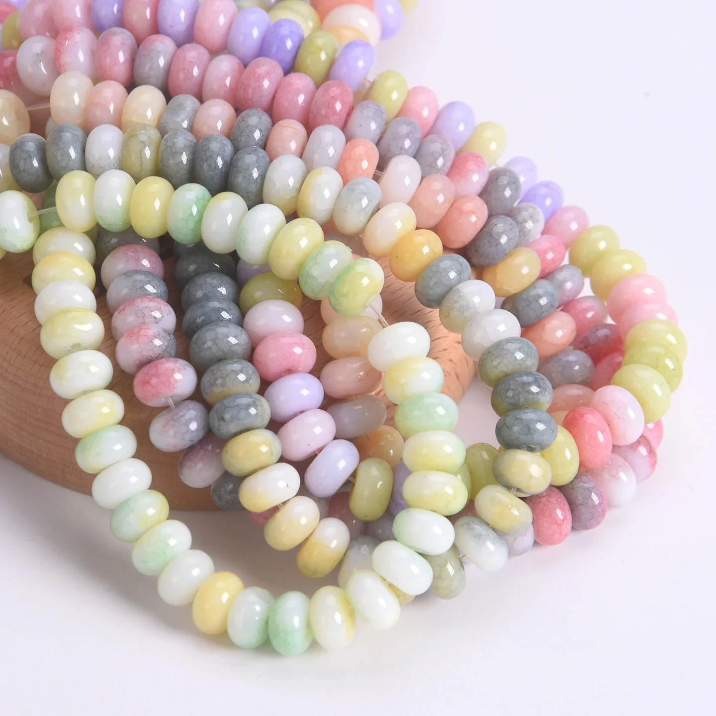 50pcs Mixed Colors Rondelle Shape 8x5mm Opaque Glass Loose Spacer Beads Lot For Jewelry Making DIY Bracelet Findings