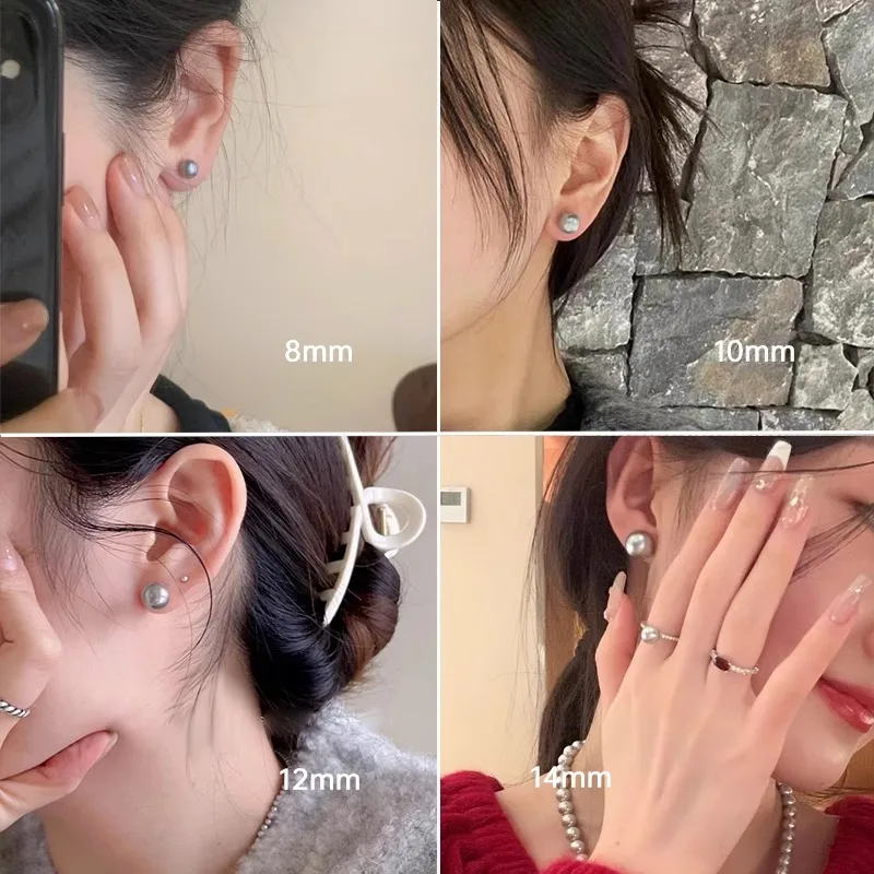 999 إبر الأذن الفضية العديد من القنب أورورا البلاتين الفضة الرمادية شقة مستديرة على البخار الكعك اللؤلؤ وأقراط المرأة كبار