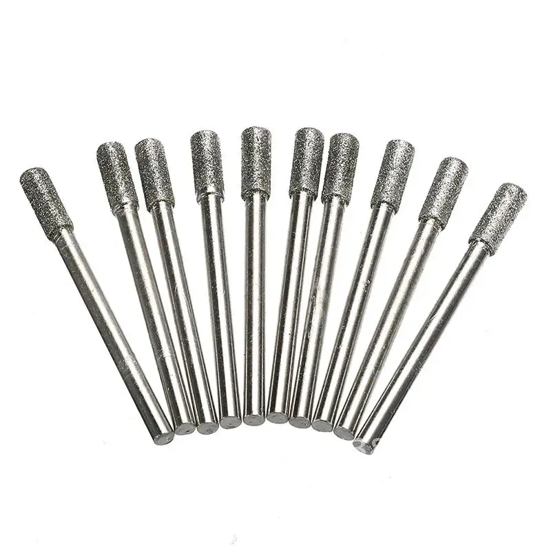 Affû70.de tronçonneuse à fraise cylindrique revêtue de diamant, lime à pierre, JOSaw, affûtage, outils de meulage carimplantés, 4mm, 30 pièces