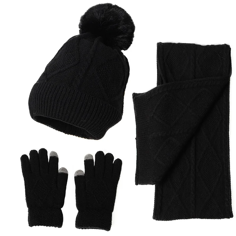 Beanie Hat Cachecol e Luvas Conjunto para Homens e Mulheres, Caps de Caveira, Warm Outdoor Head Wear, Inverno, Frio, Snow Ski