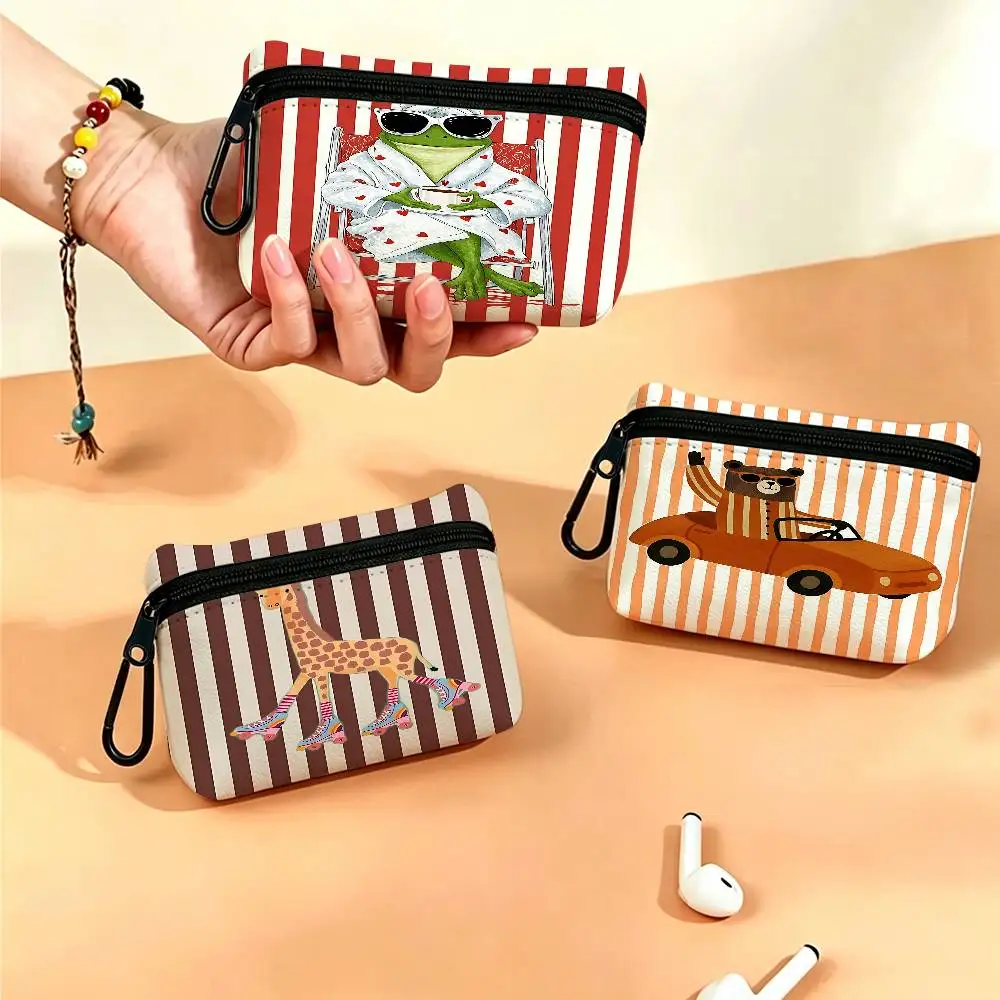 Cute Funny Animal Ins Cartoon Wear-resistant Oxford Cloth Coin Purse Portable Backpack Hanging Card Storage Bag