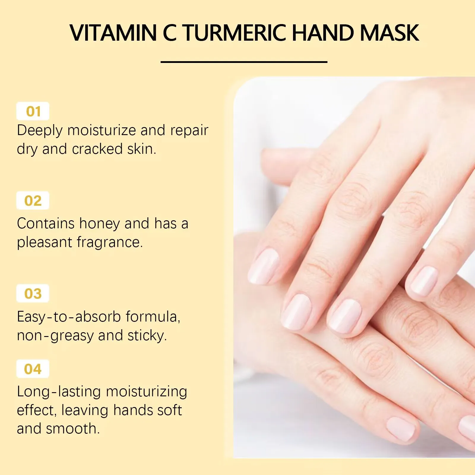 OCEAURA Vitamin C Turmeric Peel-off Hand Mask – Gentle, moisturizing, and hydrating treatment for dry, cracked hands