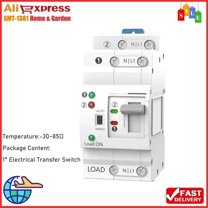 

Автоматический электрический резервный переключатель двойного питания ATS 2P 63A 220 В для переключателя генератора, предназначенный для автоматически передачи энергии