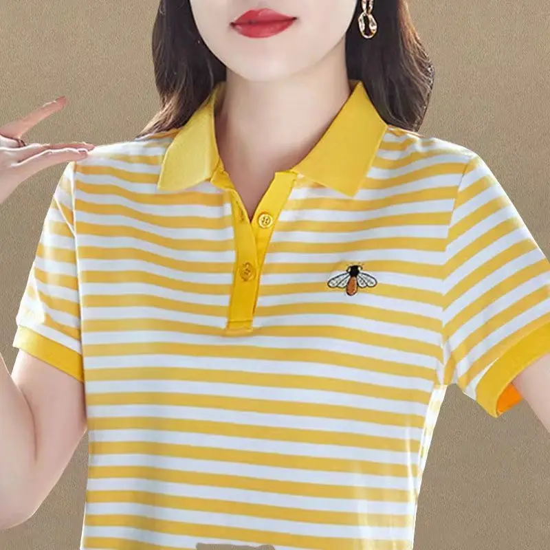 

Women's Polo Shirt V-neck Short-sleeved T-shirt Women's Summer New High-end Casual Tops Polo Dress Women