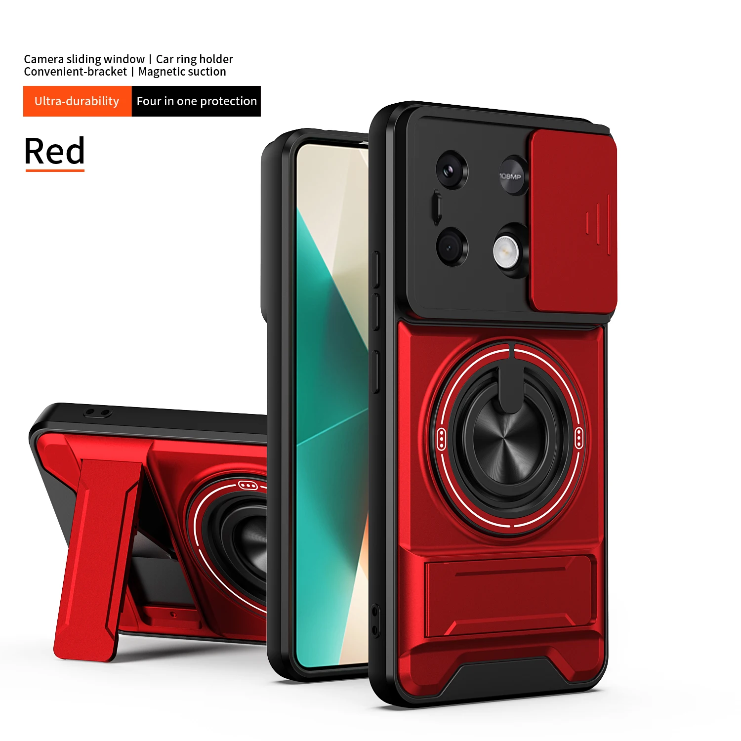 For Redmi Note 13 Pro Case Redmi Note 13 4G note 13 5G Cover Magsafe Magnetic Fold Holder Military Armor Camera Protection Cover - view 3