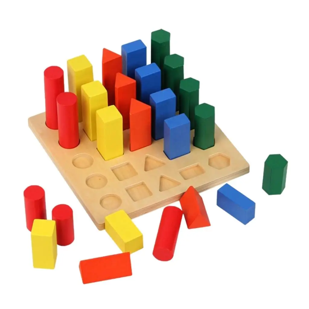 Wooden Educational Preschool Toddler for Geometric Shape Color Recognition