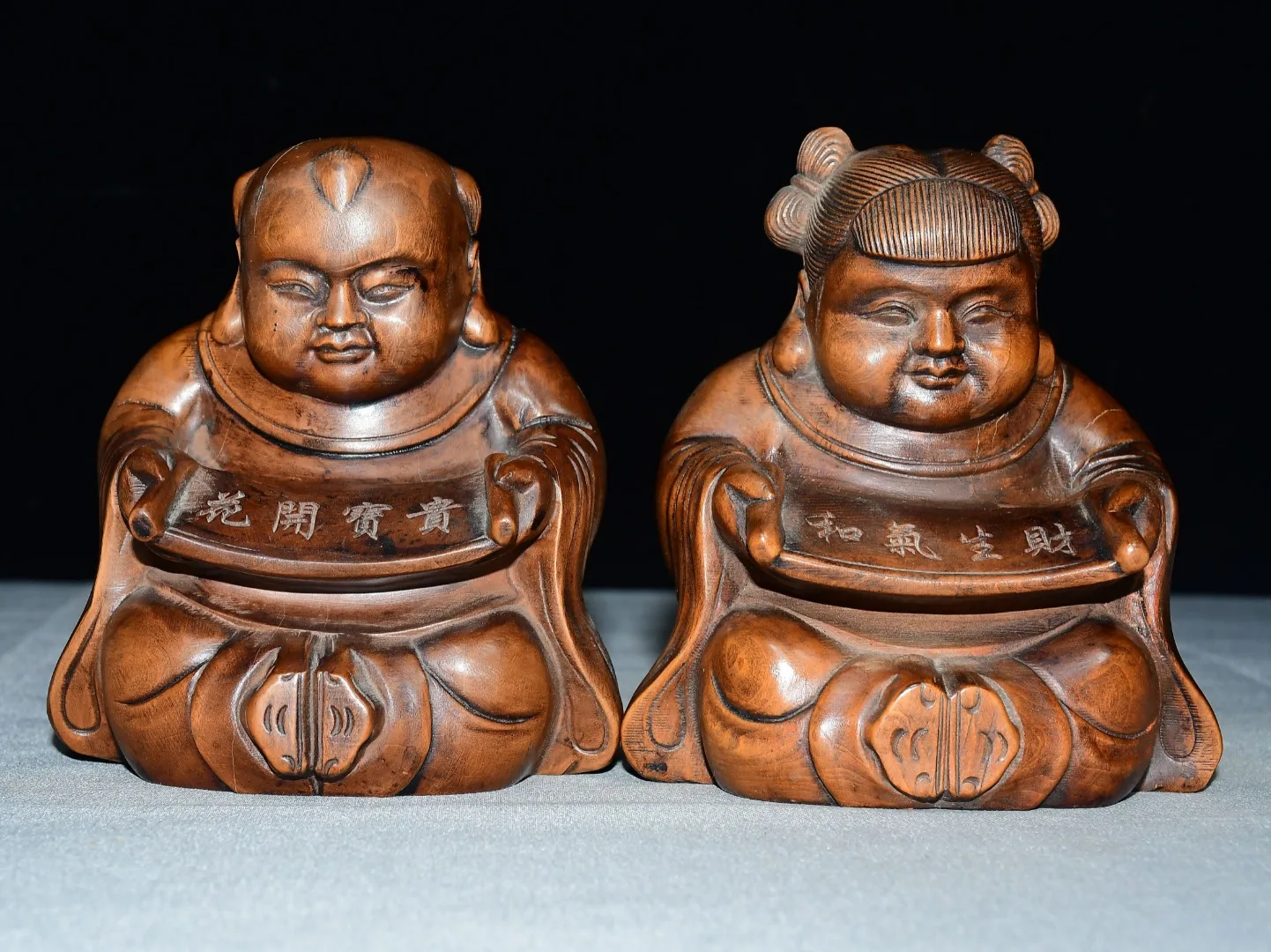 Old Boxwood Sending Wealth Boy Child girl Childlike Delight Harmony brings wealth Amass wealth Ornaments