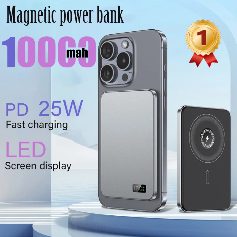 10000mAh Thin Magnetic Wireless Power Bank PD20W Fast Charging Portable External Battery for Magsafe For iPhone15 14 13 New