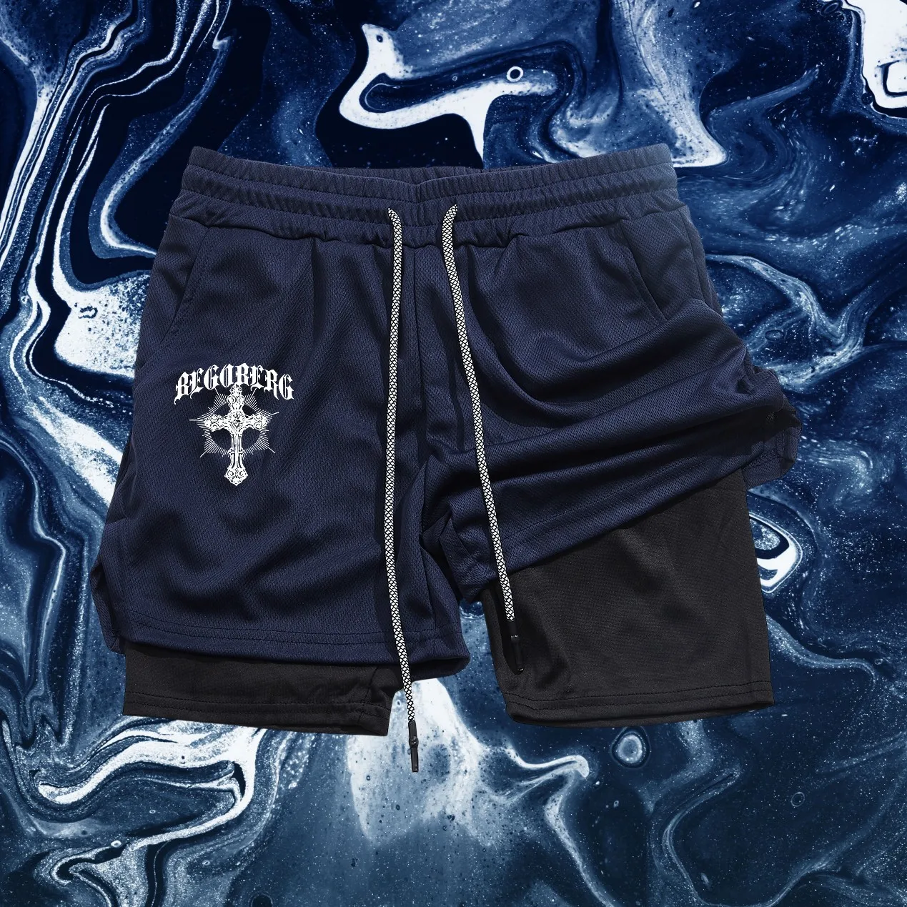 

Men's 2-in-1 board sports shorts breathable tennis casual shorts quick-drying pants outdoor running sportswear 2025