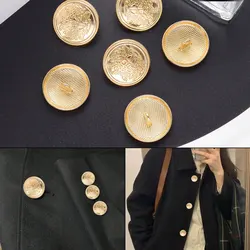 15pcs Metal Buttons Crown Pattern Vintage British College Style Suits Buttons Hand-stitched Coat Clothes Golden Buttons&Badges