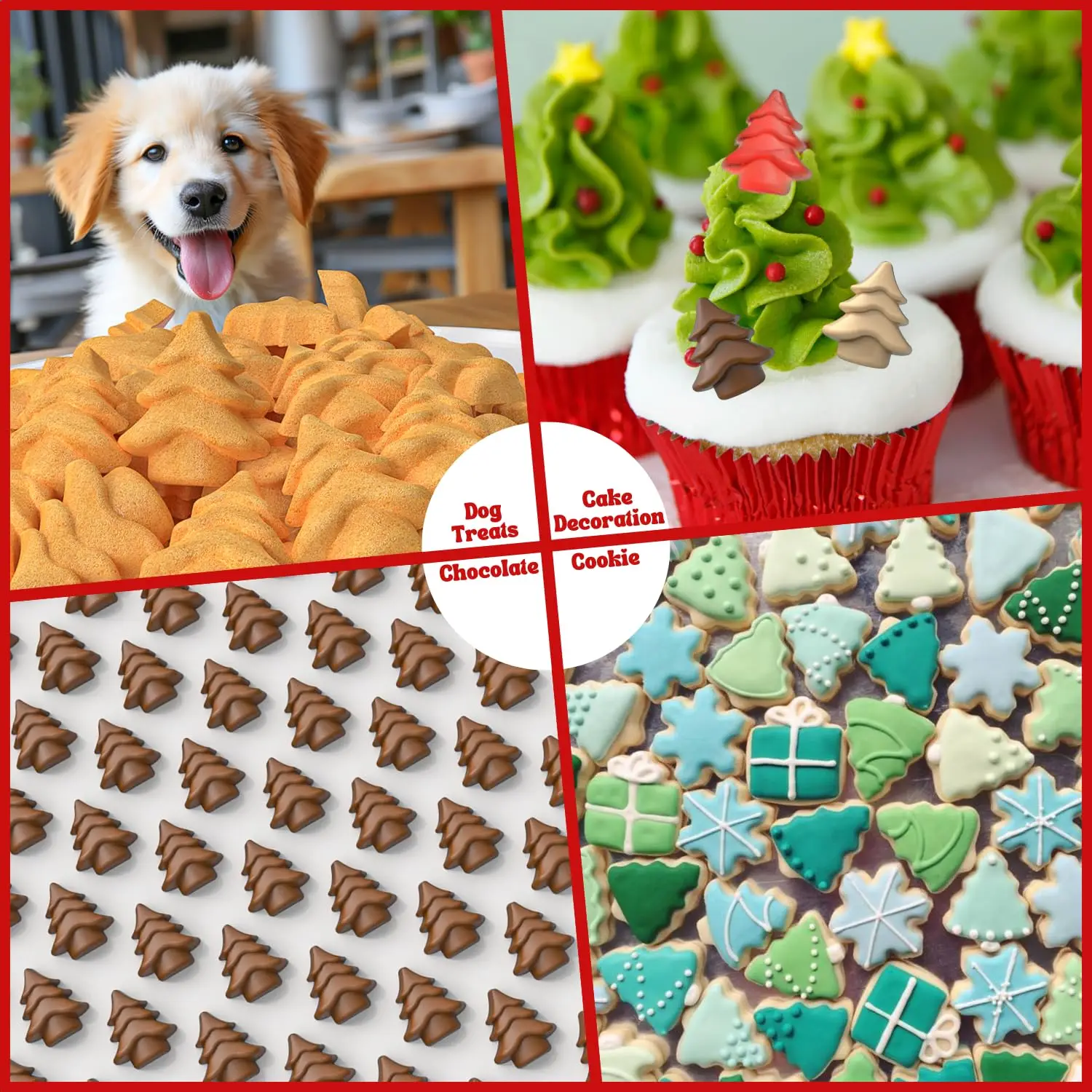 FAIS DU Mini Christmas Tree Moulds - 100 Cavity Silicone Mould for Gummy, Cookies, Pudding, Jelly & Dog Biscuit view 6