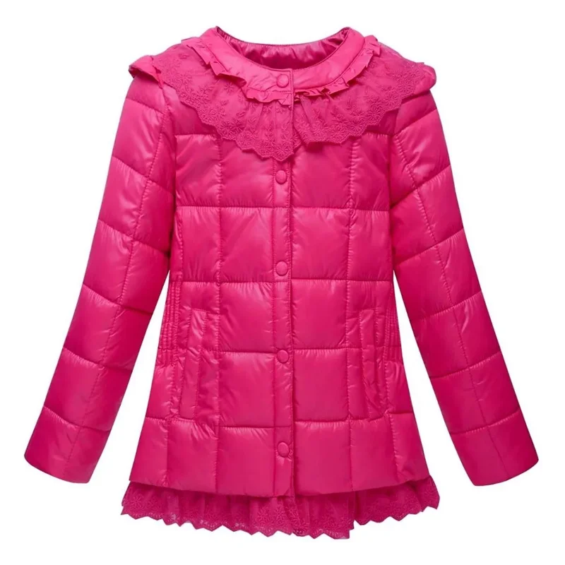 New Children Down Jacket Winter Cotton-Padded Jacket Women\'s Keep Warm Cotton Coat Girls\' Lace Children\'s Clothing Puffer Coats