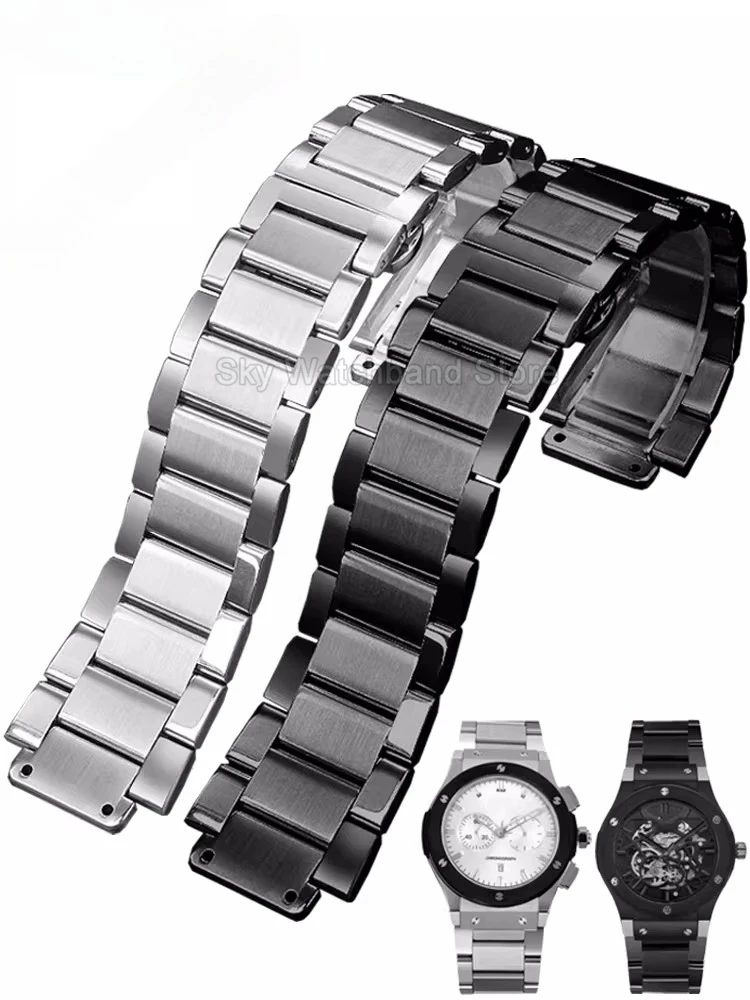 

Высококачественные аксессуары для часов из нержавеющей стали для серии Hublot Yubo Big Bang, стальной ремешок для часов 19x27 мм с выпуклым интерфейсом