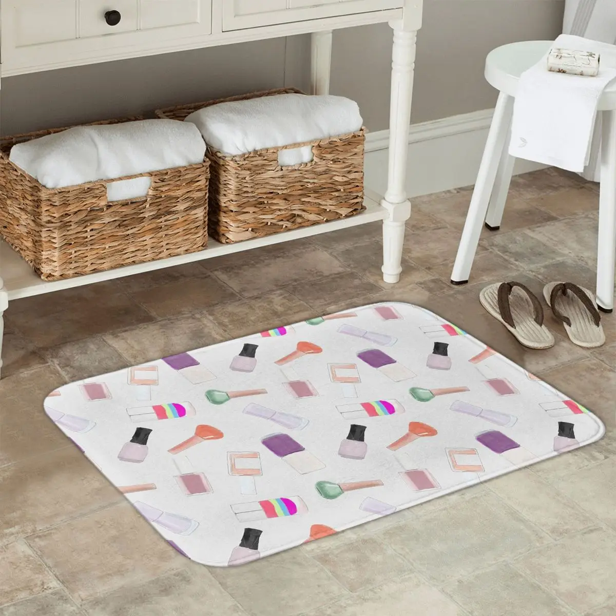 Random Nail Polish Bottles In Watercolor Non-slip Doormat Floor Mat Cushion Carpet Rug for Kitchen Entrance Balcony Footpad Mats