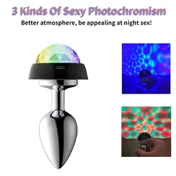 3 Size Anal Plug Voice Controlled LED Luminous Anusplug Anal Dilation Metal Anal Butt Plug Anus Expander Sex Toys for Couples