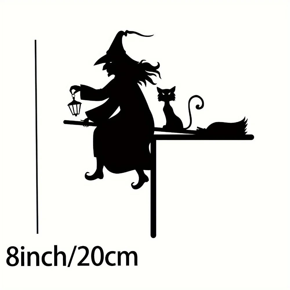 Iron Witch and Cat Door Frame Silhouette Decoration 1 Piece Halloween Holiday Decorations for Family Gatherings Patio Signs