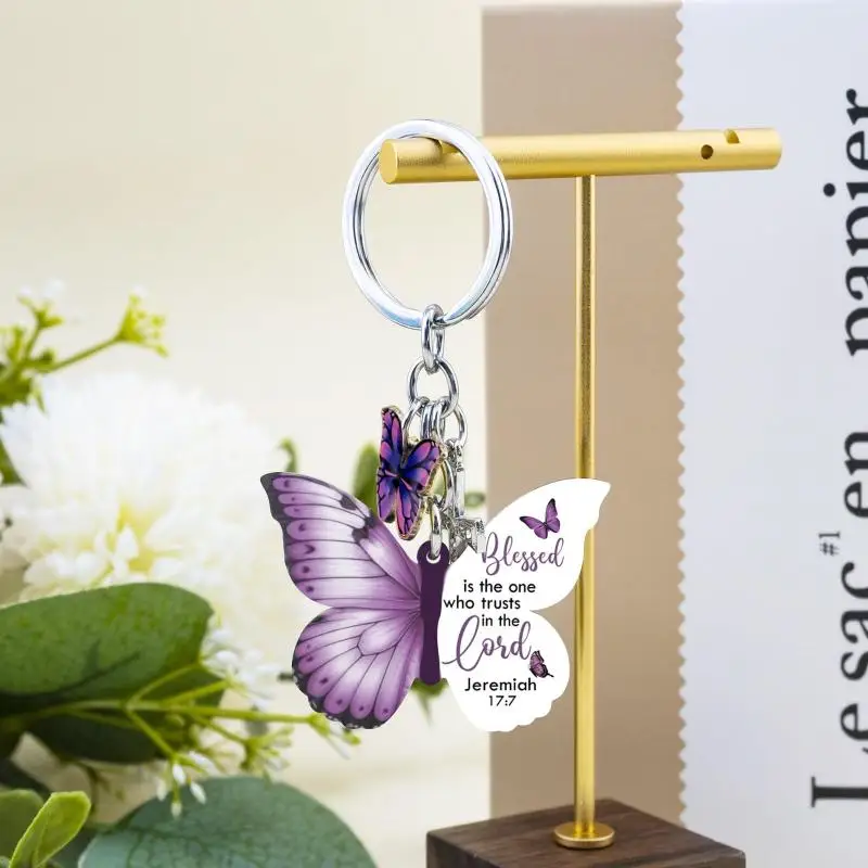 Butterfly Keychain With All Things Are Possible Verse Inspirational Religious Gift For Women Car Keys Bag Purse Accessory