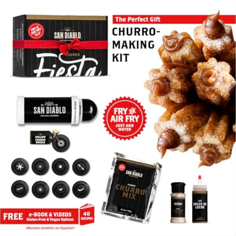 Cocina churros al aire o friturzcalos con el kit definitivo para hacer churros y el regalo perfecto: todo lo que necesitas para hacer churros: Kit Gourmet