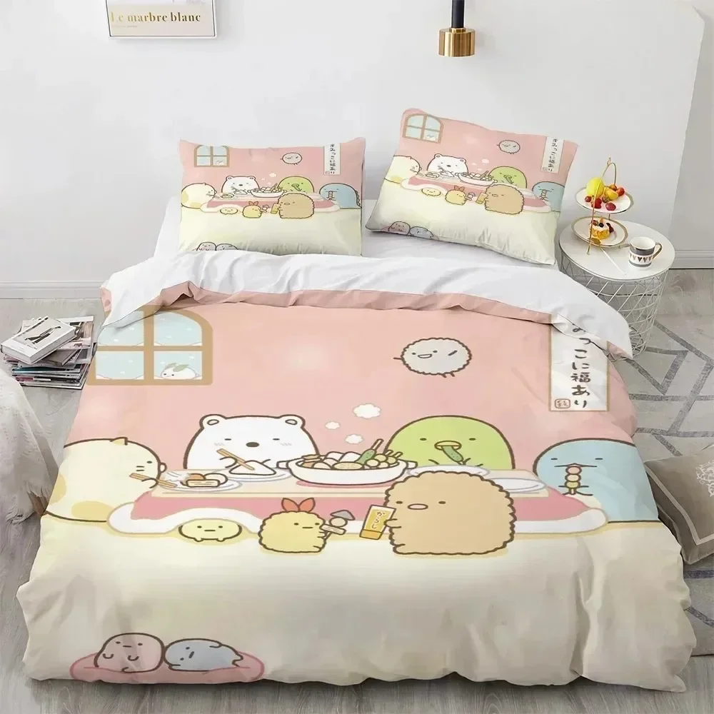 Anime Kawaii Cartoon Sumikko Gurashi 3D NEW Duvet Cover Pillowcase Bedding Set Adult Boy Girl Bedroom Decoration Single Double