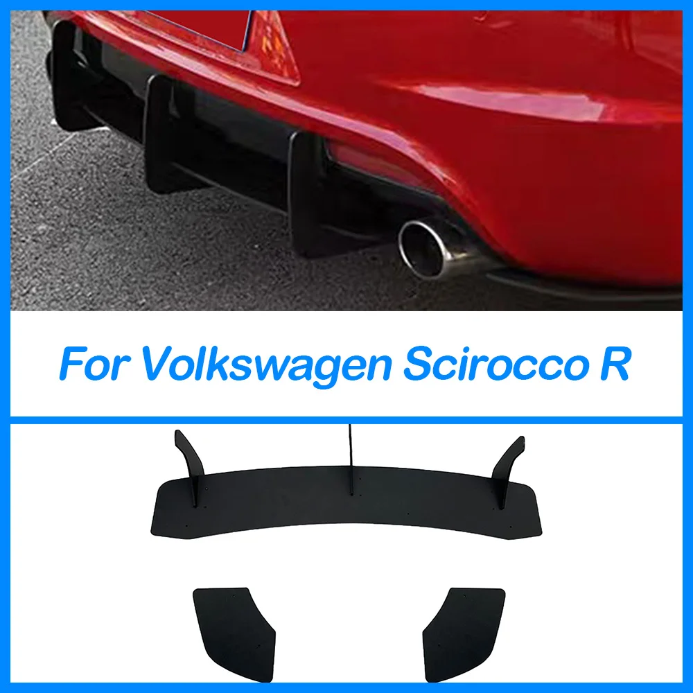 For Volkswagen VW Scirocco R 2009-2016 Rear Bumper Diffuser Black Exhaust Bracket Splitter Spoiler Plate Lip Body Kits Tuning