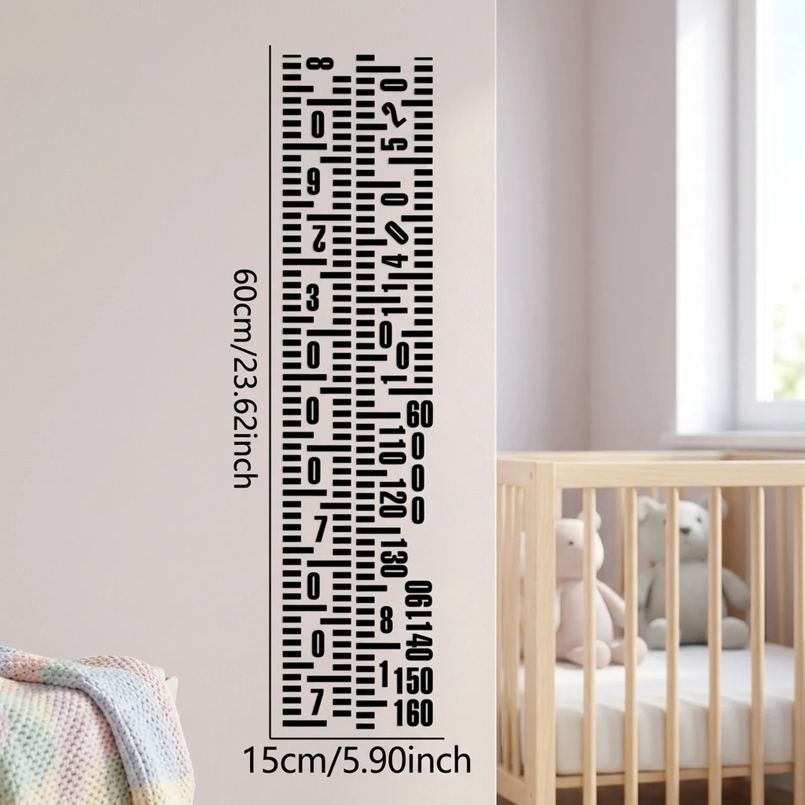 Baby Height Chart Wall Sticker Bedroom Living Room Hook Wooden Frame Rope Adorable Design Easy Installation Baby