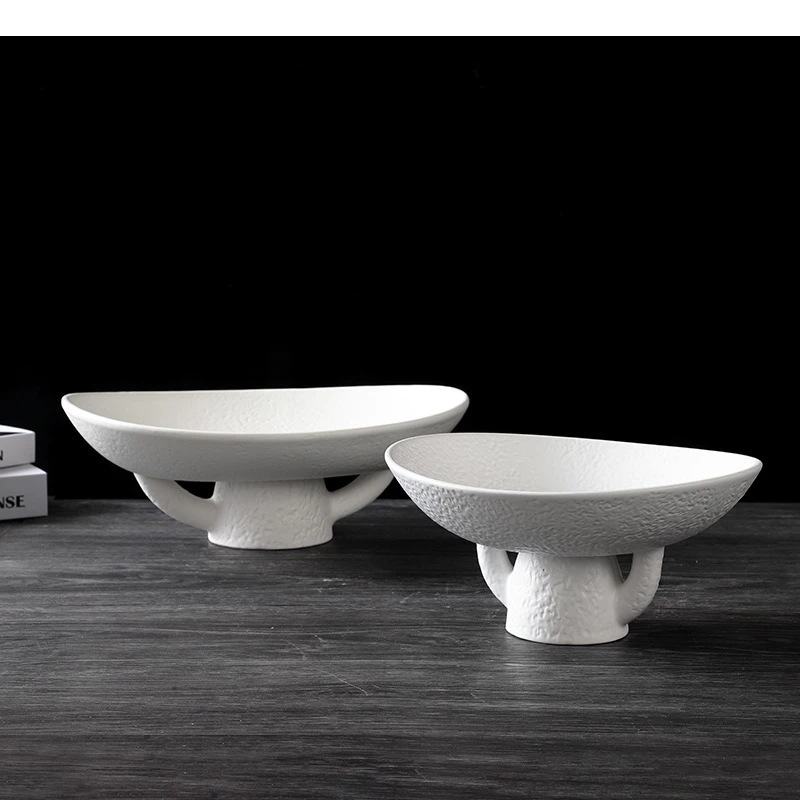 

Solid Color High Footed Fruit Tray Ornament Ceramic Snack Jewelry Storage Home Decoration Tableware