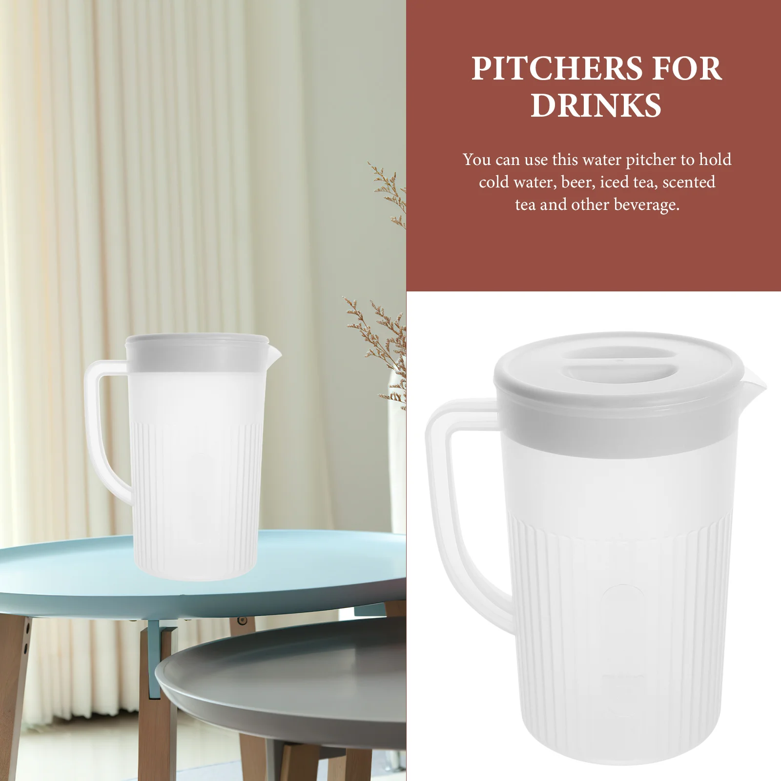 

Clear Bpa Free Water Pitcher 2L Large Capacity Jug for Iced Coffee Lemonade Chilled Beverages Heat Resistant Drinking Jar with