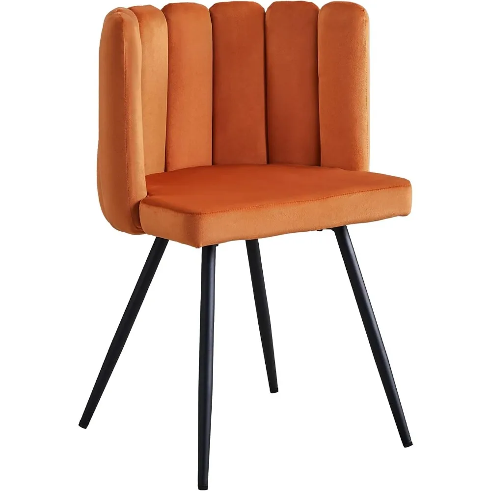 

CLIPOP Living Room Barrel Accent Chair, Modern Velvet Kitchen Dining Chair, Vanity Chair with Metal Leg, Scalloped Silhouette, C