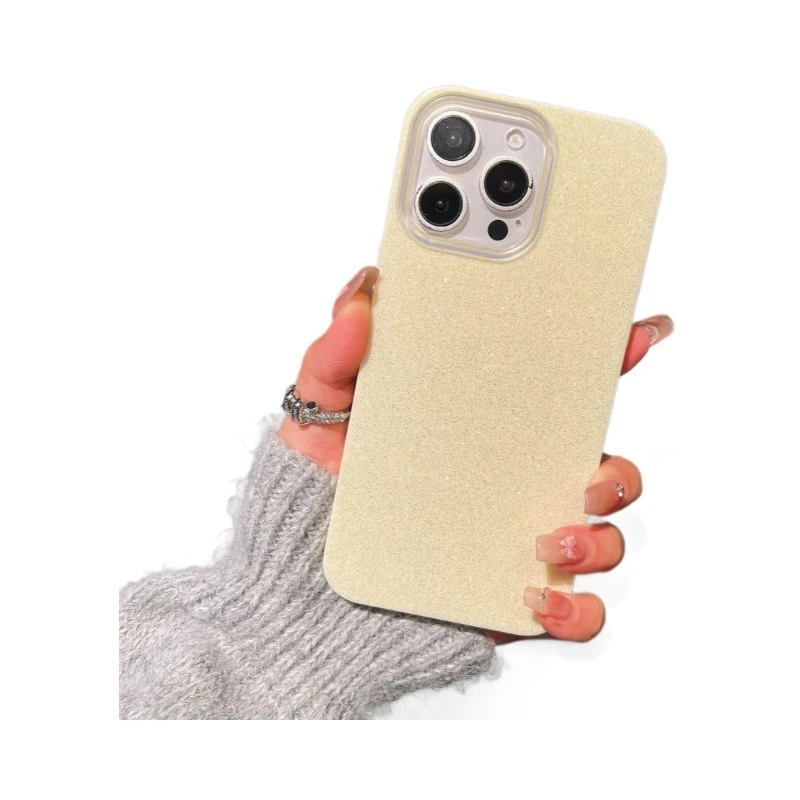 

For iPhone 17 glitter phone case, simple solid color, high-end 16 phone protective cover