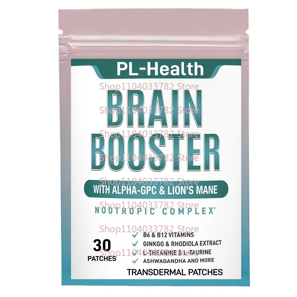 30枚入り 脳機能促進パッチ ノオトロピック経皮パッチ アルファ-GPC配合 - 記憶力、集中力、明晰さのための脳サポート