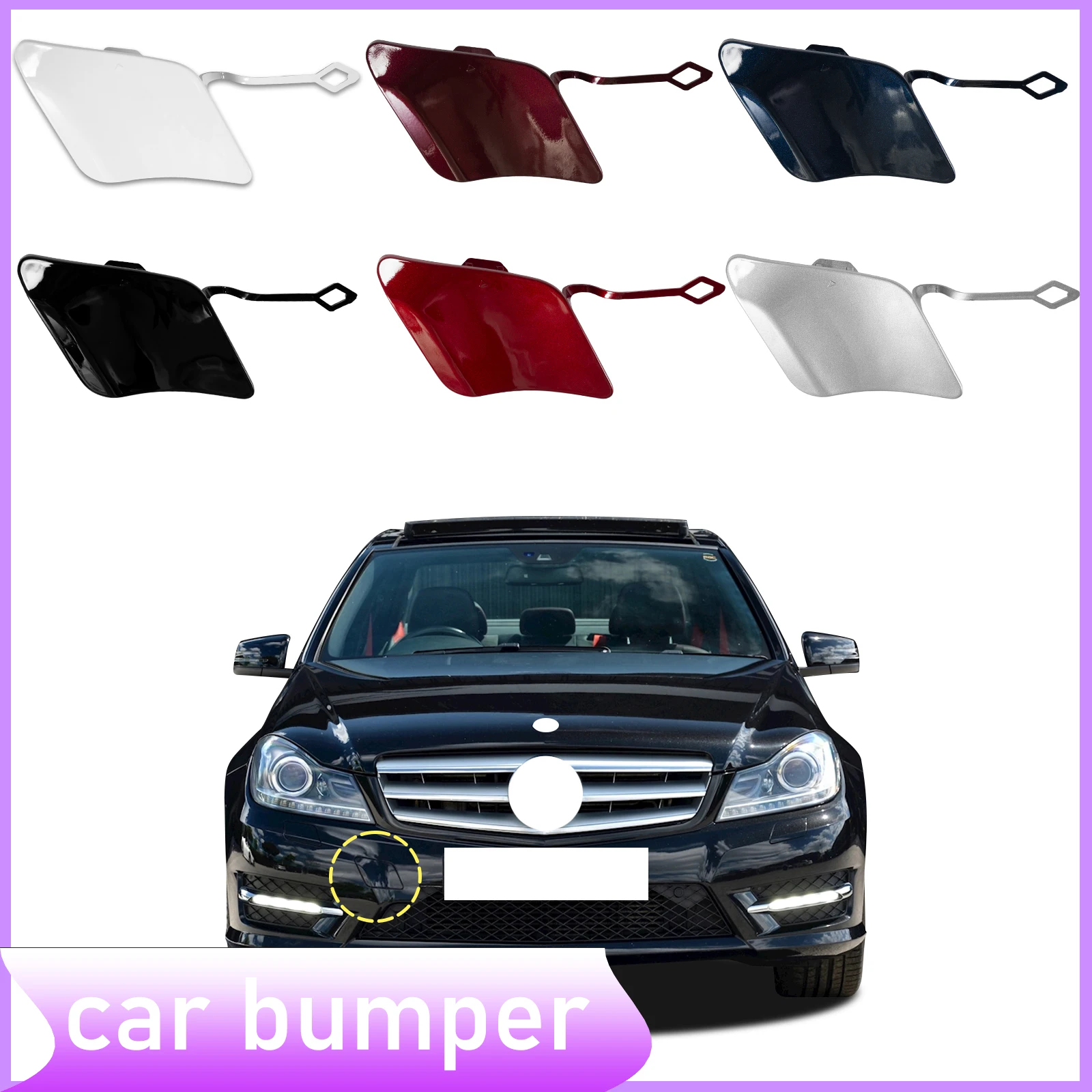 

Front Bumper Tow Hook Cap Towing Eye Cover For Mercedes-Benz C-Class W204 AMG Line 2011 2012 2013 2014 Fit C180 C200 A2048850526