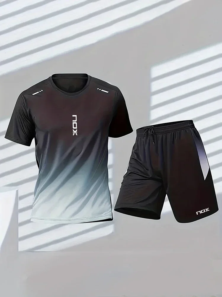 Men Quick Drying Running Sets Breathable Gym Fitness Suits 3D Print Outdoor Short Sleeve Sports T-shirt Shorts Sportswear