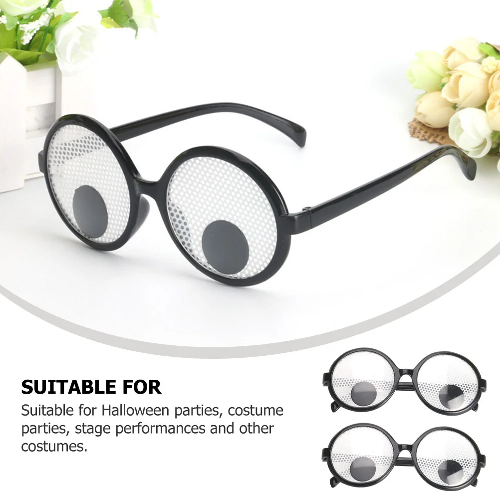 2 Pcs Funny Glasses Novelty Eyeglasses Drooping Eyeball Dynamic Party to Turn