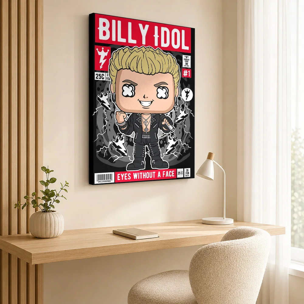 Billy Idol Canvas Painting Poster Personalized Photo Retro Music Wall Art for Studio Bedroom Decor Ready to Hang Gift for Fans