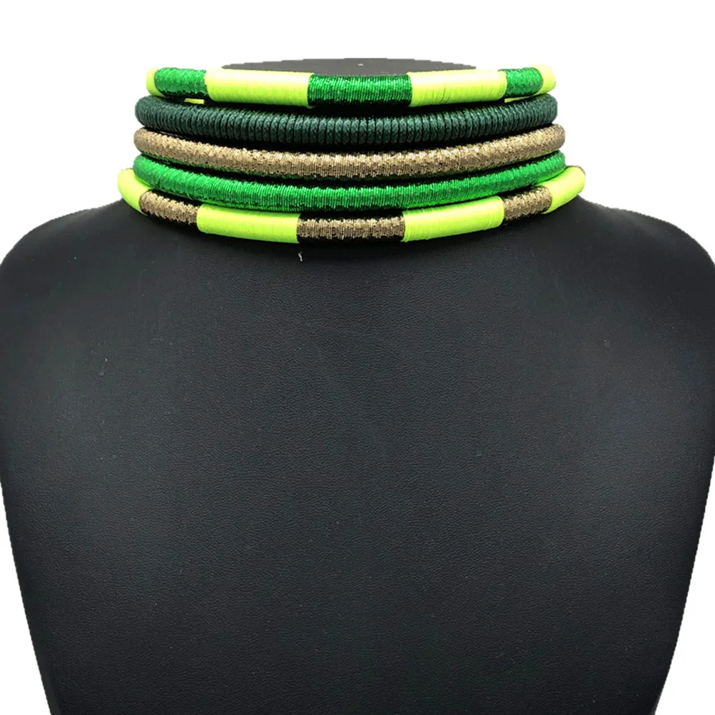 

1Set Magnetic Clasp Necklace Earrings Set African Style Multilayer Hand-Weaving Pendant Jewelry for Women Girls Gift