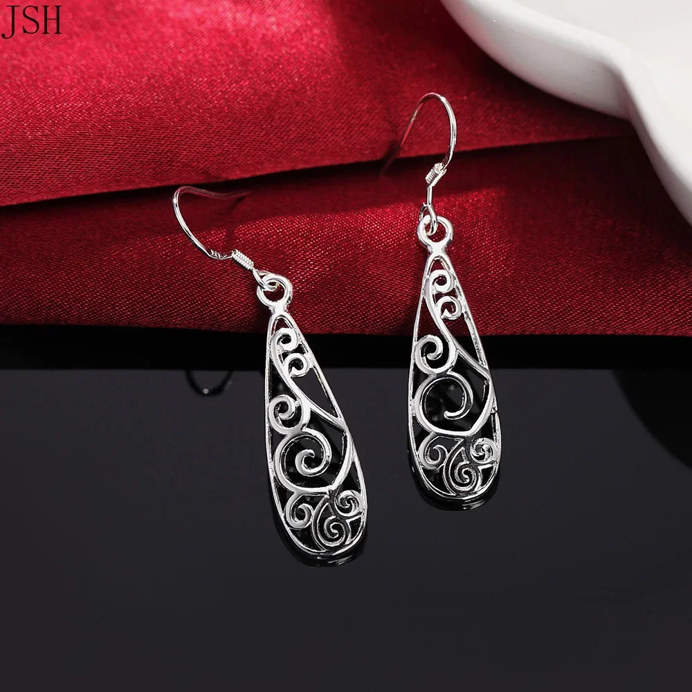 Promotion Cute Lady Retro Women Silver 925 Plated Earrings High Quality Fashion Classic Jewelry Charms Wedding LE018