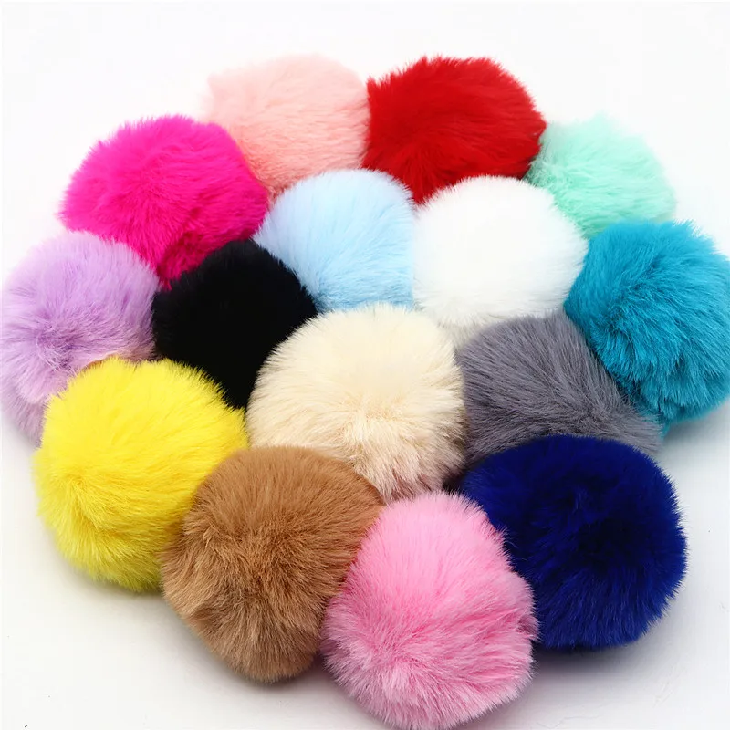 15pcs Fluffy Soft Imitation Rex Rabbit Pom Pom Faux Plush Pom Pom DIY Keychain Backpack Pendant Home Decor Pompom  5-8cm