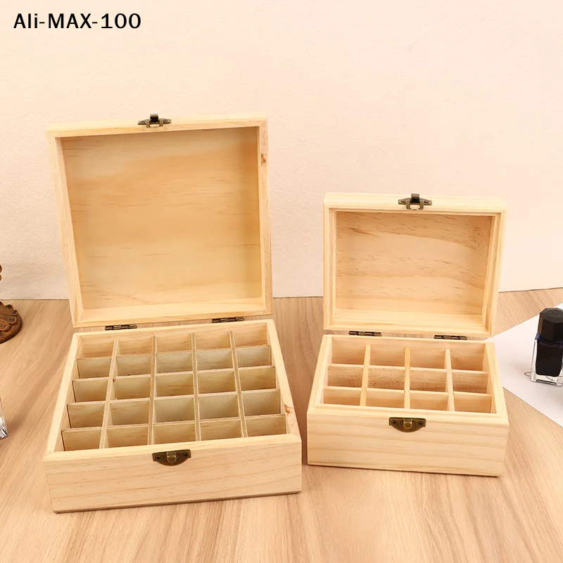 

【AM3】12/25 Slots Wooden Storage Box Carry Organizer Essential Oil Bottles Aromatherapy Container Storage Box Case