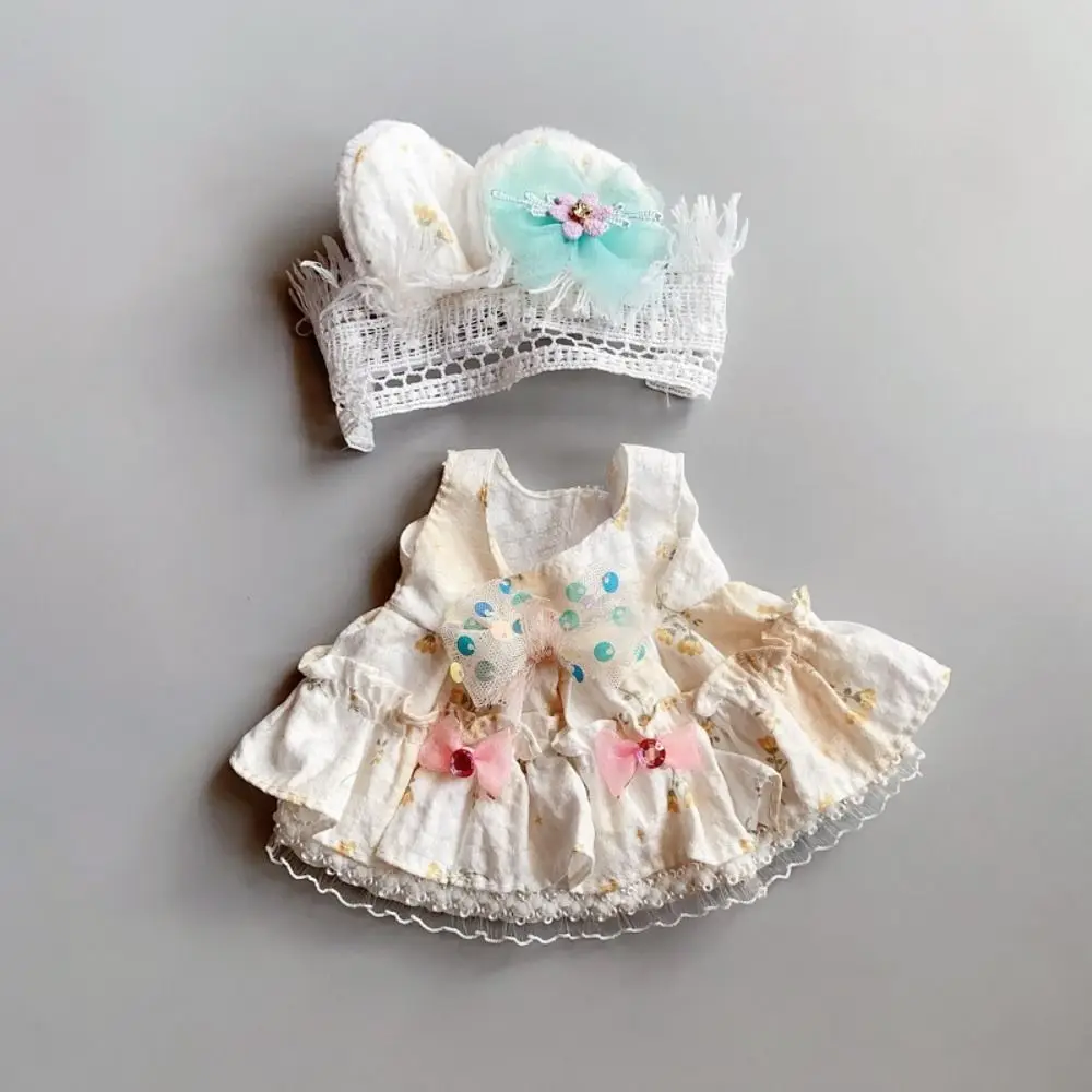 New Cute Bunny Cotton Doll Clothes Cos Gift Handmade Doll Princess Dress DIY Doll Cap Headdress for 20cm Cotton Doll